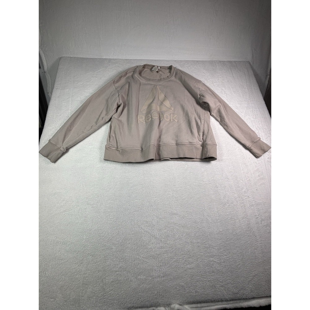 REEBOK Cropped Sweatshirt Women Pink Classic XL  Pull Over Workout Fleece Pink